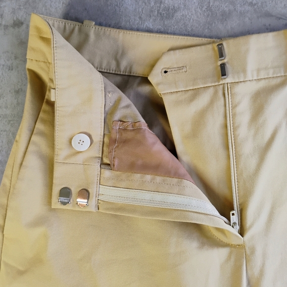 Theory Wide Leg Trouser Pants Womens 2 Khaki Beige Career Office Work Cotton - Picture 8 of 14